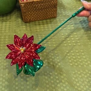 Festive Poinsettia Holiday Candlestopper Decor